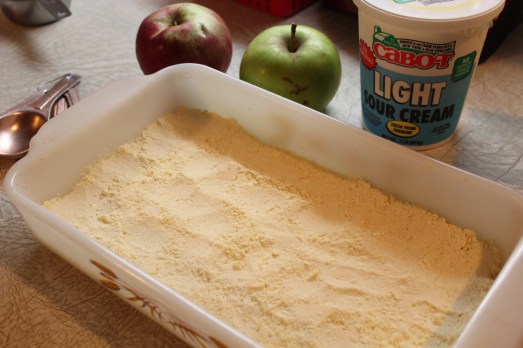 First layer, buttery crumbs in the bottom.