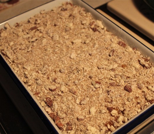 Sprinkle topping over sweet potato mixture.