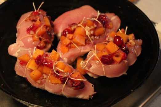 Tenderloins stuffed and tied.