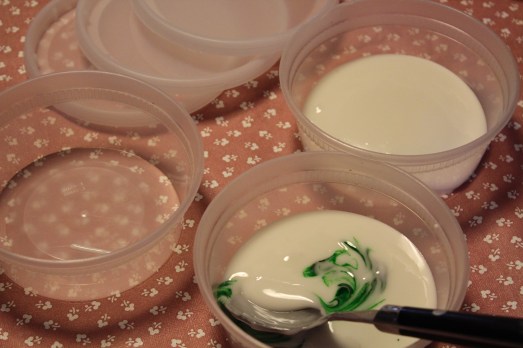 Coloring small amount of the glaze.