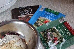 Three packaged mixes plus the beef roast.